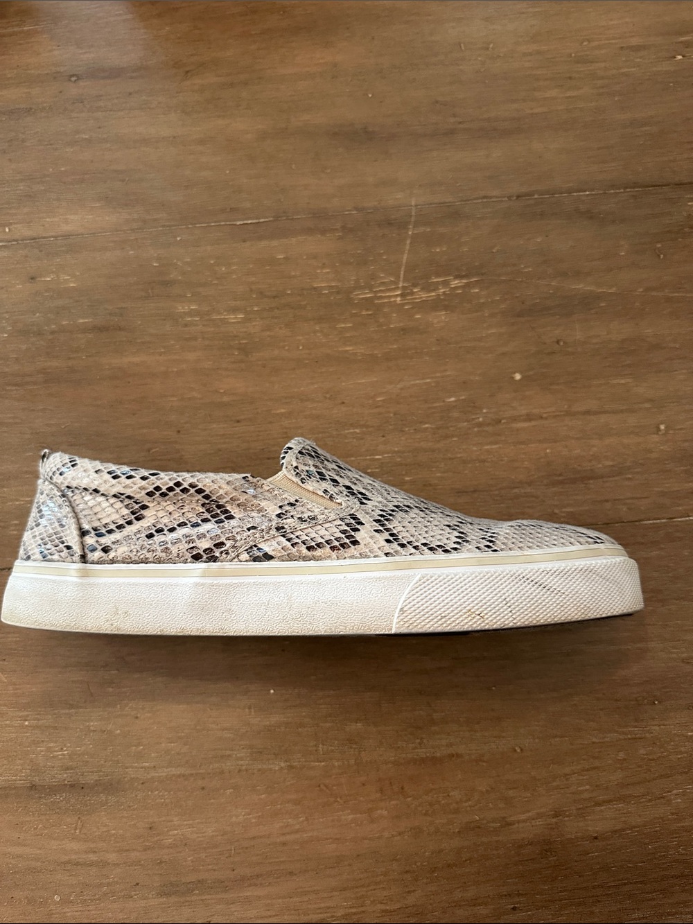 Sugar Snake-Print Slip-On Sneakers - Beige/Black